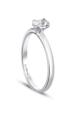 0.50 Karat Pırlanta Oval Tektaş Yüzük - 2